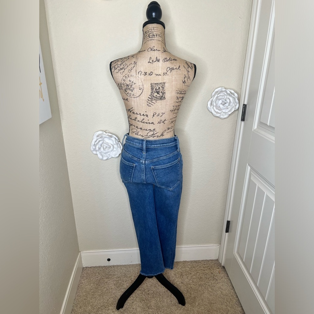 Madewell Medium Wash Cropped Cali Demi Boot Cut Jeans with Raw Hem Sz 27 - Picture 10 of 16